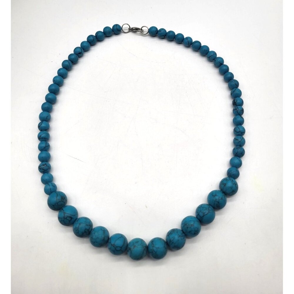 Faux Turquoise Beaded Necklace Country Southwestern - Picture 2 of 8